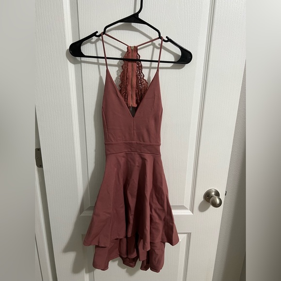 Mauve open back layered dress - Picture 1 of 6